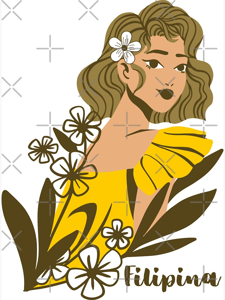 "Beautiful Filipina with Sampaguita and Mustard Colored Dress, Pinay, Sampaguita, Filipiniana