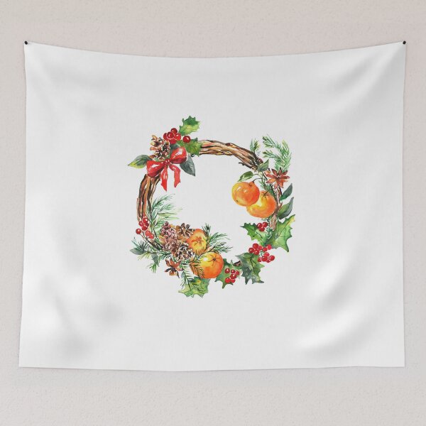 Item preview, Christmas wreath with tangerines designed and sold by BeeTartprints.