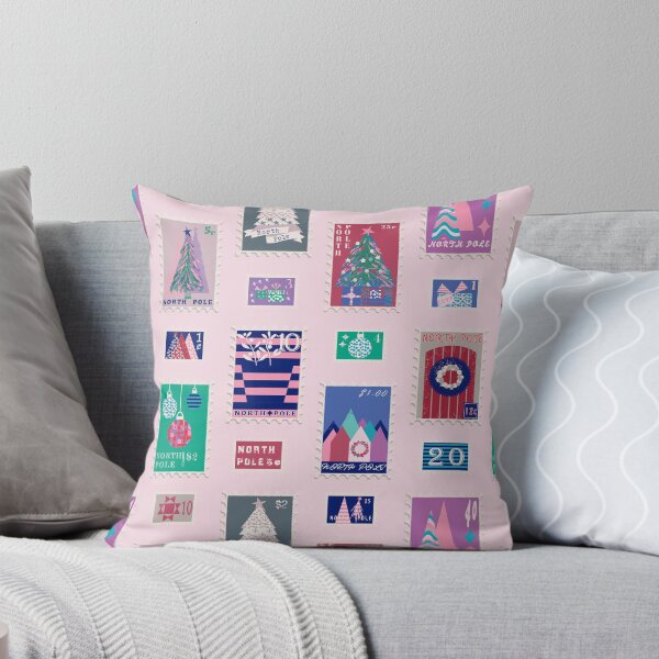 Item preview, Vintage christmas stamps with a soft vintage pink  designed and sold by BlackDogArtists.