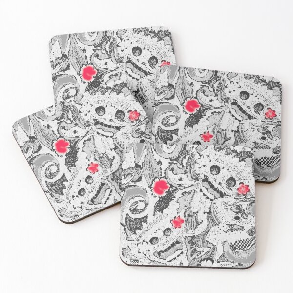 Item preview, Shades of Gray with Red Flowers Balinese Barong Indonesia designed and sold by AlteredAtelier.