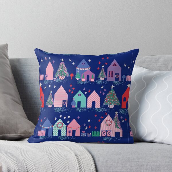 Item preview, Vintage christmas village in blue designed and sold by BlackDogArtists.