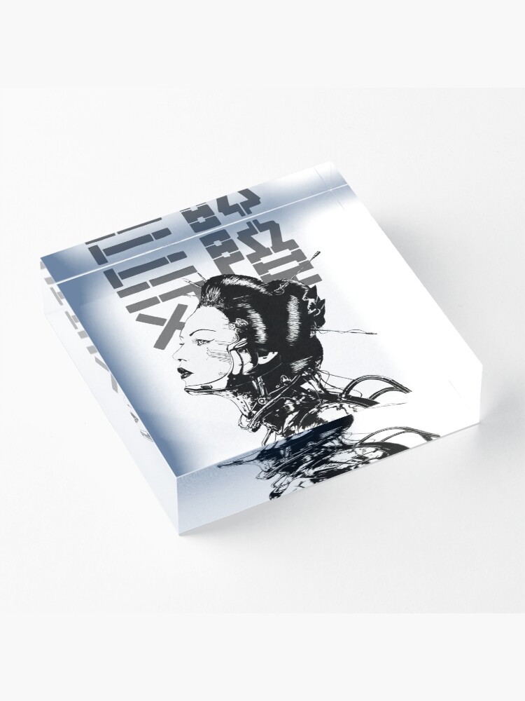 Alternate view of Cyberpunk Girl Vaporwave Aesthetic Acrylic Block
