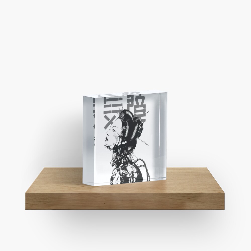 Cyberpunk Girl Vaporwave Aesthetic Acrylic Block