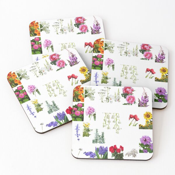 Artikelvorschau, Zinnia Schafgarbe Weiß Jasmin Weißklee Violett Eisenkraut Baldrian Rainfarn Sonnenblume Löwenmaul Blumenmuster Design entworfen und verkauft von Codeabdul.