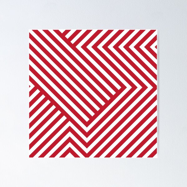 Item preview, Preppy Wihte and Red Stripes Abstract Geometric Optical Illusion Lines designed and sold by IamTrending.