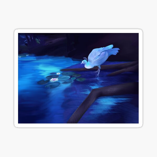 Albino Peafowl at Night Sticker