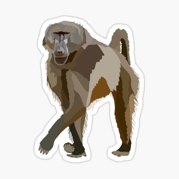 Packaged Fuzzy Stickers - FZ1303 - Baboon sticker<BR>(FREE STANDARD  SHIPPING)