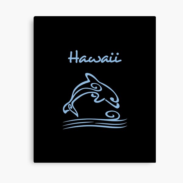 Cool Hawaii Dolphin Wave Jump Monotone Dark T-Shirt Canvas Print