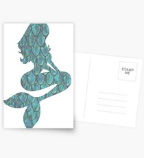 Blue Scale Mermaid Silhouette Postcards