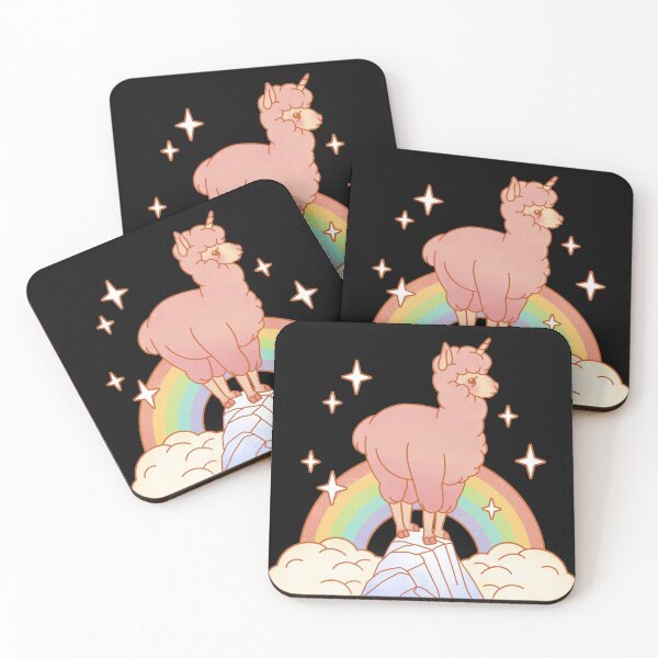 Item preview, Majestuoso unicornio de alpaca en la montaña arcoíris pastel, oscuro designed and sold by Squosh.