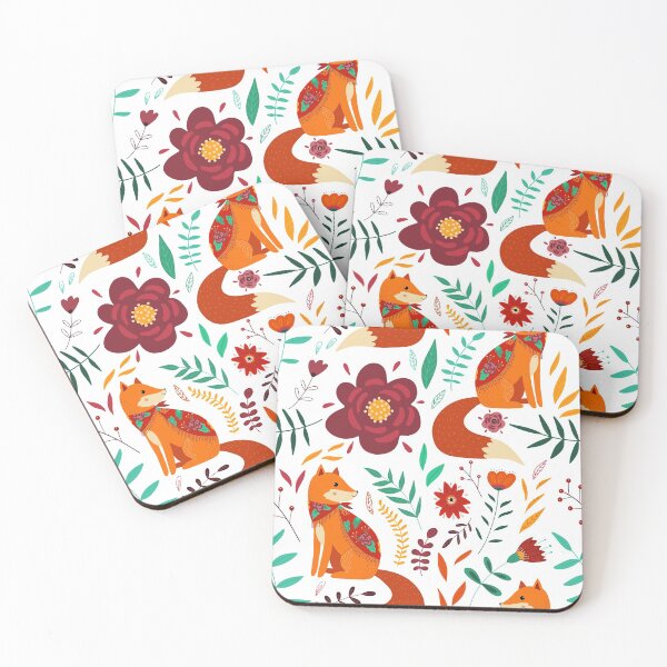 Item preview, Foxes and flowers designed and sold by MadaFaCose.