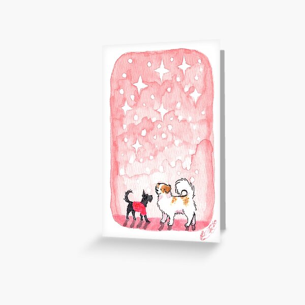 Twinkly snowfall dogs Greeting Card