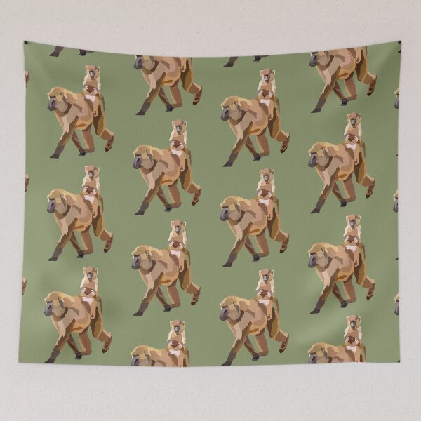 Item preview, O is for Olive Baboon , Olive Baboon – African Savanna Primate Wildlife Illustration designed and sold by PrettylittlepastelUk.