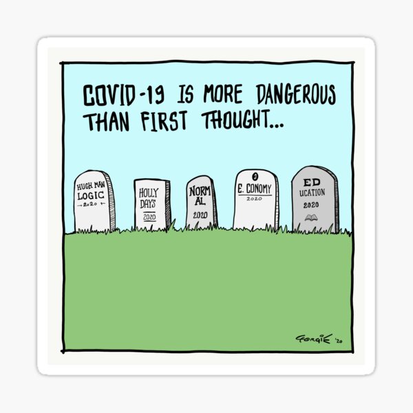 COVID-19 cartoon - Grave Danger Funny Sticker