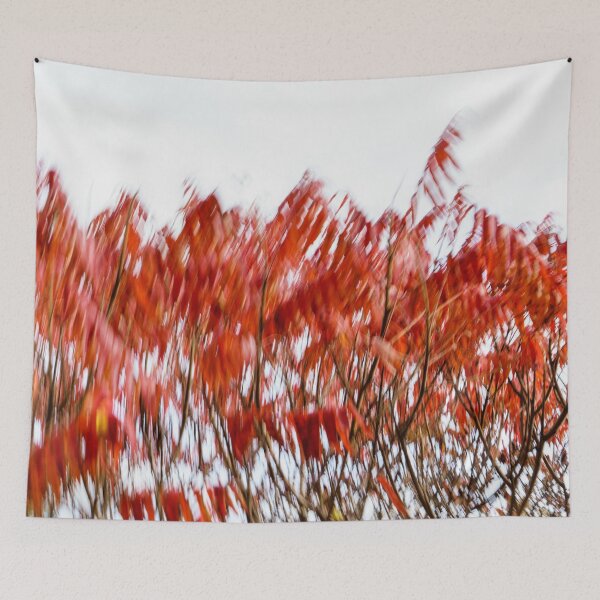 Item preview, Abstract Autumnal Harmony - Mesmerising Sumac Motion in Vivid Scarlet and Vermillion designed and sold by Georgia Mizuleva.