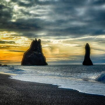 Sunset at the Black Sand Beach - Iceland
