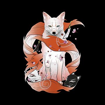 Lámina rígida for Sale con la obra «Kitsune Japonés Kami