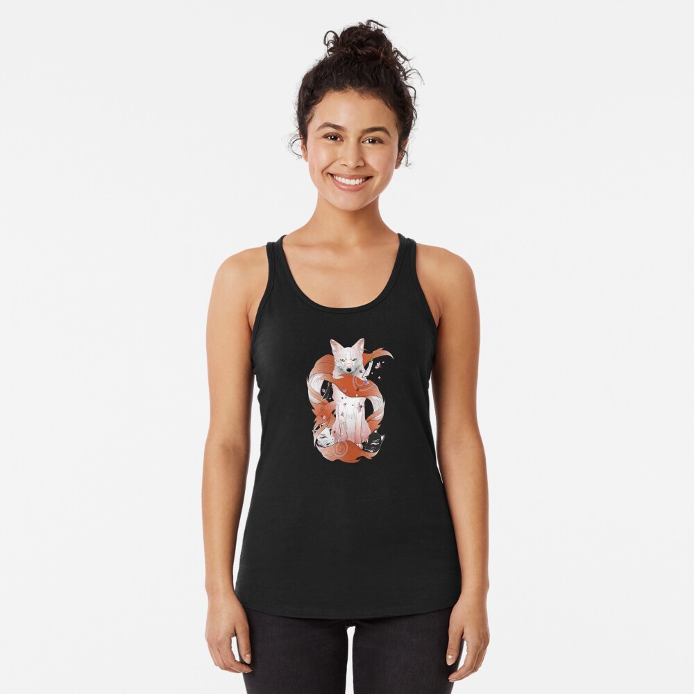 Kitsune Fox Tank Top Womens Festival Tank Japanese Fox With Bowl