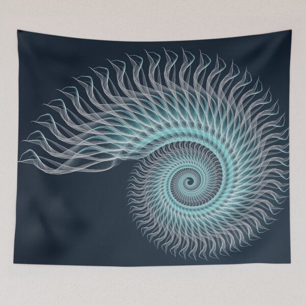 Item preview, Blue snail in fractal lines designed and sold by Nicole Bleck.