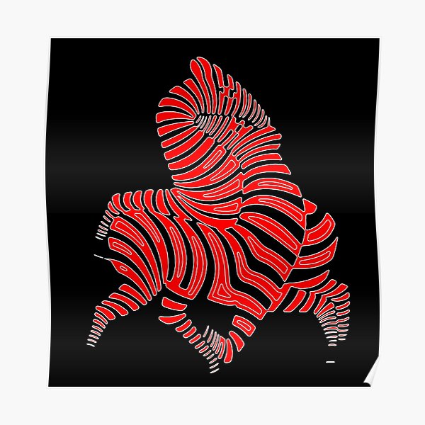 Red Zebras maze op art Poster
