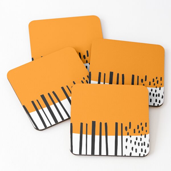 Item preview, Colorful Geometric Modern Abstract Design | Bright Orange Background With Vertical Black Stripes & Strokes designed and sold by ukoko.
