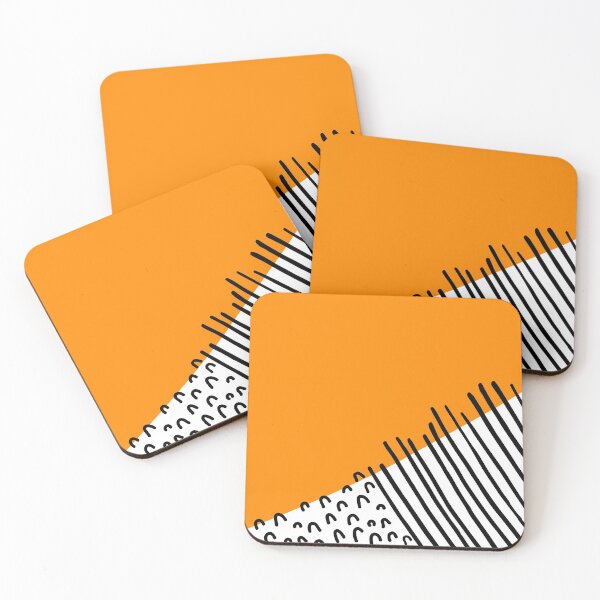 Item preview, Colorful Geometric Modern Abstract Design | Bright Orange Background with Diagonal Black Stripes & Squiggle Texture designed and sold by ukoko.