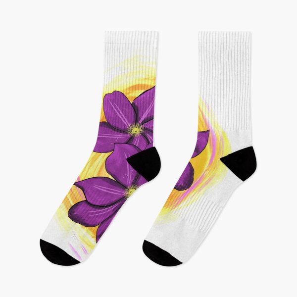 Item preview, Cute clematis flower print designed and sold by devontipdesigns.