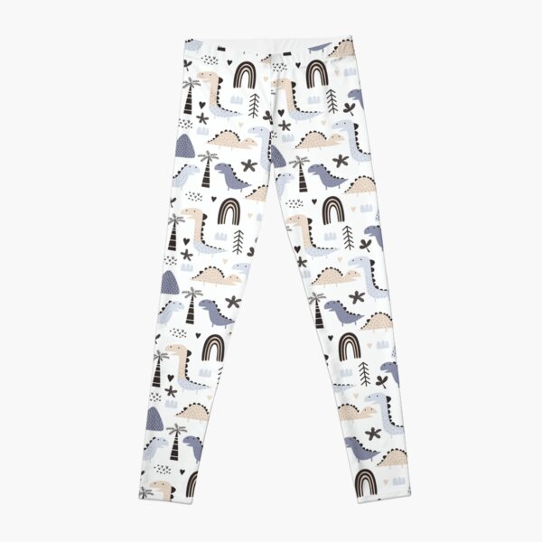 Cute dinosaur pattern, rainbow, tree Leggings