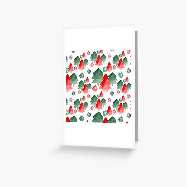 Item preview, Christmas trees and ornaments on white pattern designed and sold by EarthyPlanty.