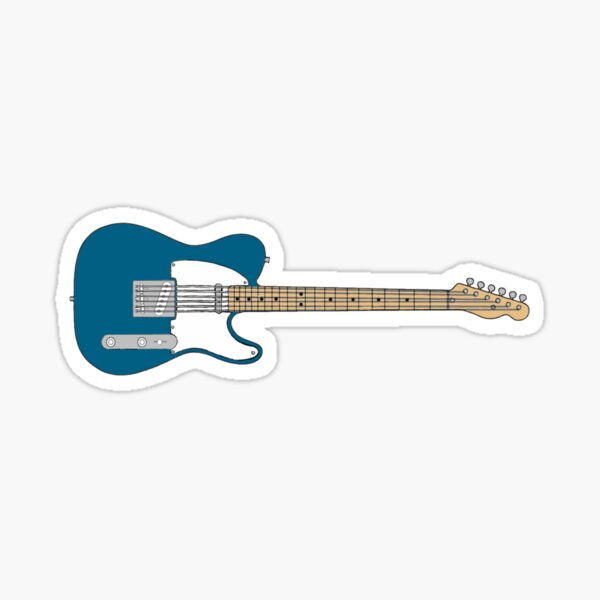 Blue Single-Cutout Guitar Sticker