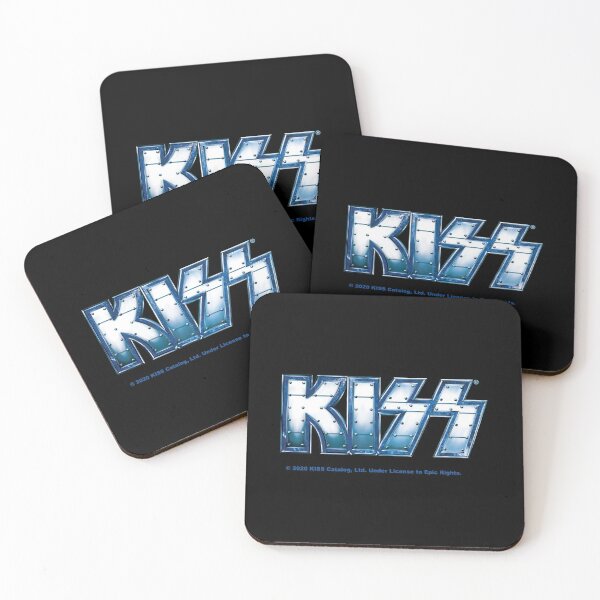 Blue Metal Logo, kiss, kiss fan art, kiss band, kiss music, kiss fanart, kiss the band Coasters (Set of 4)