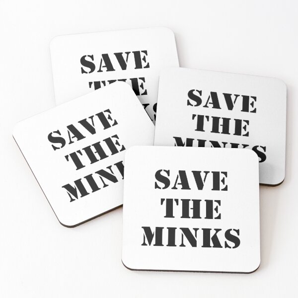 Item preview, Save the Minks! protect animals from extinction, black stencil text designed and sold by catnamedtiffany.