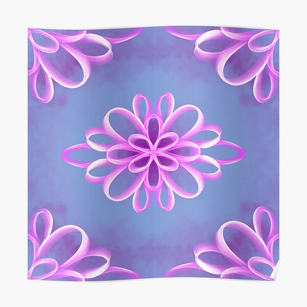 Pink And Purple Symetrical Flower Petals Neon Poster For Sale By