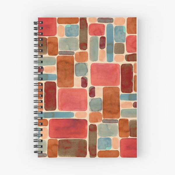 Item preview, Watercolor blocks in teal and rust color-way designed and sold by mossandhoney.