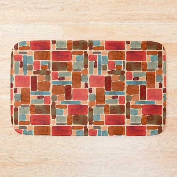 Item preview, Watercolor blocks in teal and rust color-way designed and sold by mossandhoney.