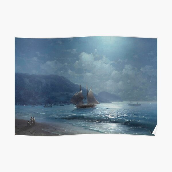 Off the Coast near Yalta by Moonlight (19th century) - Ivan Aivazovsky Poster
