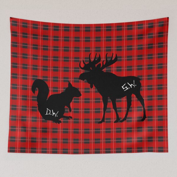 Item preview, moose + squirrel - plaid/black designed and sold by lexicolor.