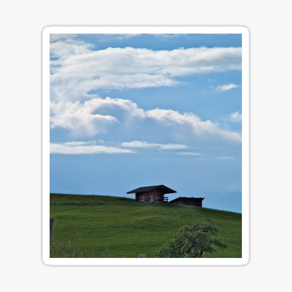 Hut on the mountainside Sticker