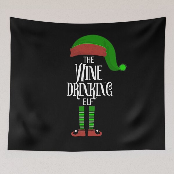 Item preview, Wine Drinking Elf  from the Elf Squad Family Pajamas  designed and sold by joanaoberg.
