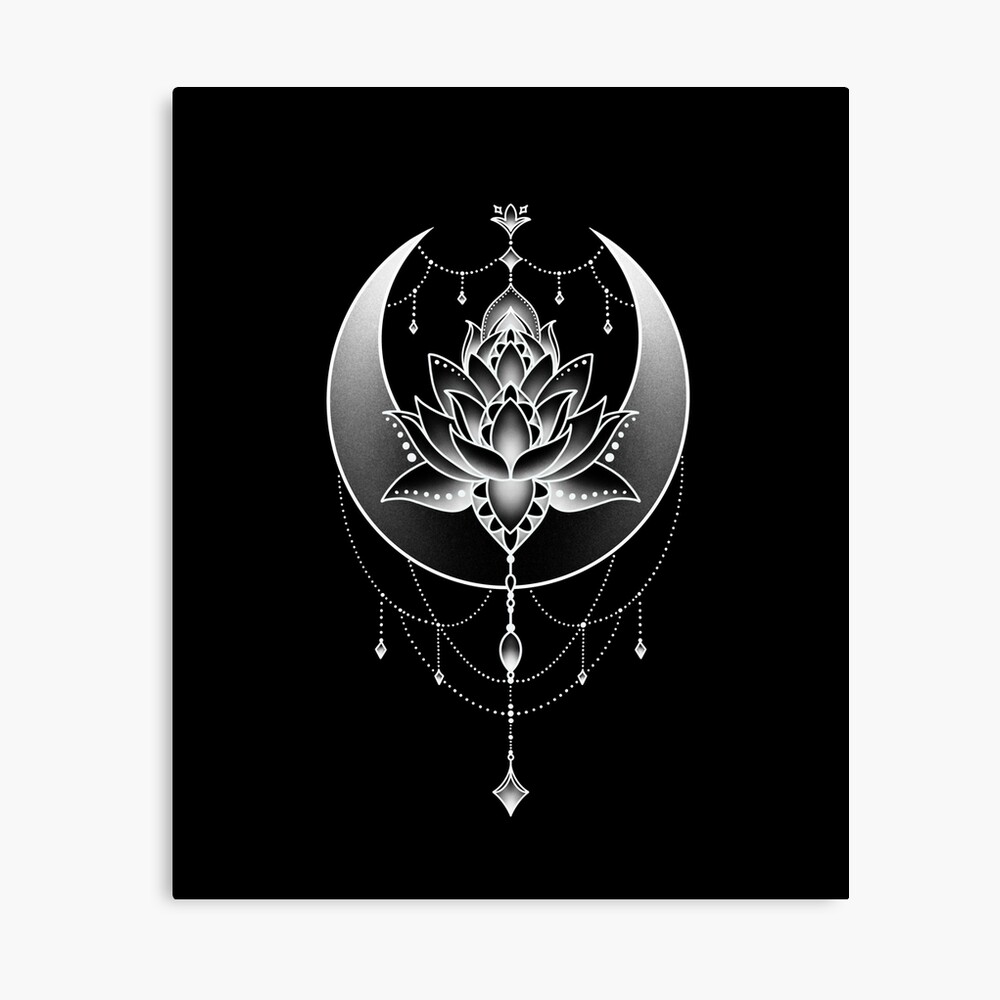 Celestial Crescent Moon Lotus Flower Mandala 