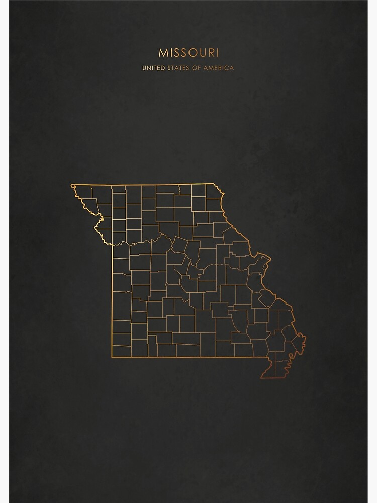 "Missouri Gold State Counties Map" Poster for Sale by Travel2NZ Redbubble
