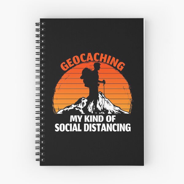 Item preview, Hiker silhouette on a mountain sunset / Geocaching  is my kind of social distancing designed and sold by portrait4you.