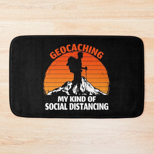 Item preview, Hiker silhouette on a mountain sunset / Geocaching  is my kind of social distancing designed and sold by portrait4you.