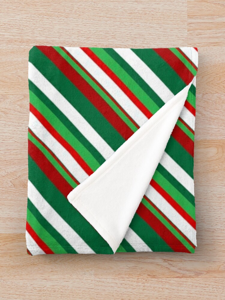 &quot;Candy Cane Stripes - Green Red and White Striped Christmas Pattern