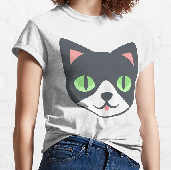 shirt With Cat Face Women Cat T-shirt Floral Big Black Cat Womens Fashion T 