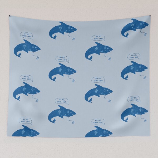 Item preview, Crazy Shark Lady Hey Boy Wanna Swim  designed and sold by FitFabFunny.