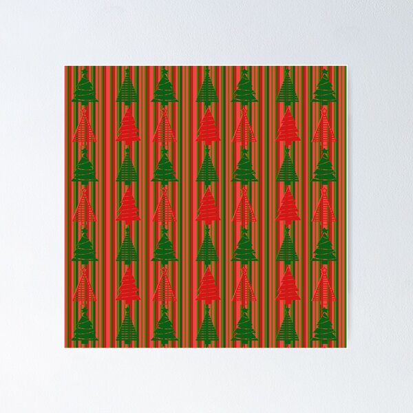 Item preview, Pinstripe Christmas Pattern with Trees designed and sold by SpookyKids.