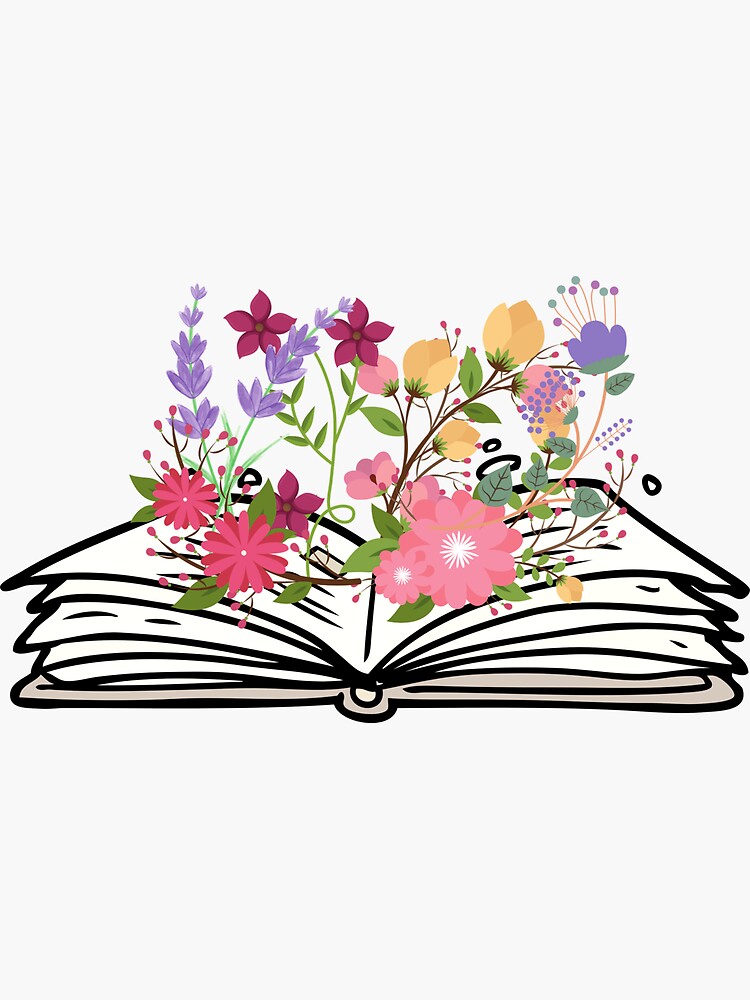 Growing Flowers In Open Books Sticker for Sale by MonsaviFashion