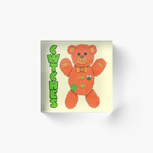 Cwtchy Teddy Bear - send a hug to a loved one or someone in isolation / shielding Acrylic Block