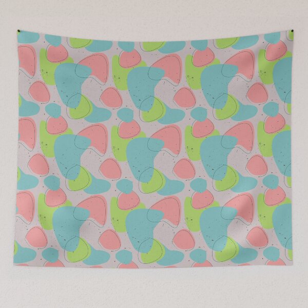 Item preview, Abstract organic pattern design (green, pink and blue)  designed and sold by O Estúdio Gráfico - Mylla Ghdv.